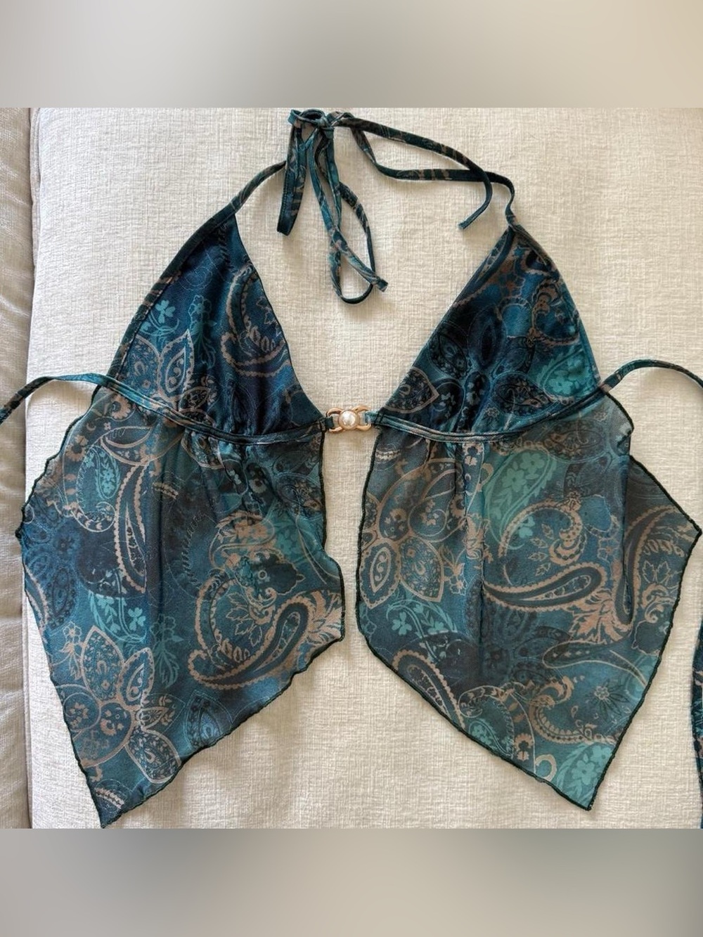 teal and gold paisley backless fairy top 🧚